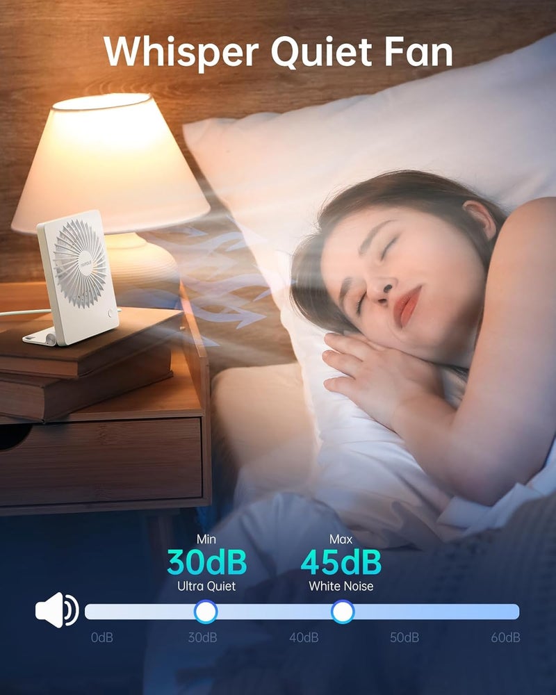 TriPole مروحة مكتب صغيرة تعمل بالطاقة عبر USB مروحة محمولة مروحة شخصية صغيرة 3 سرعات تدفق هواء قوي مروحة طاولة للسفر المنزل المكتب غرفة النوم سطح المكتب، كابل بطول 3.3 قدم (بدون بطارية، أبيض) - Image 3